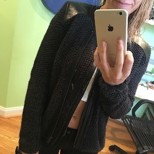 Trouve Leather Sweater Jacket
